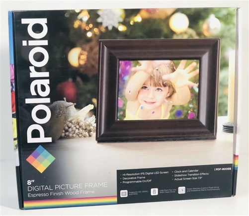 Polaroid 8" Digital Picture Frame - Espresso Finish Wood