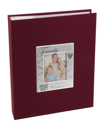 BorderTrends Deluxe Family Self-Adhesive Fabric Photo Album, Burgundy