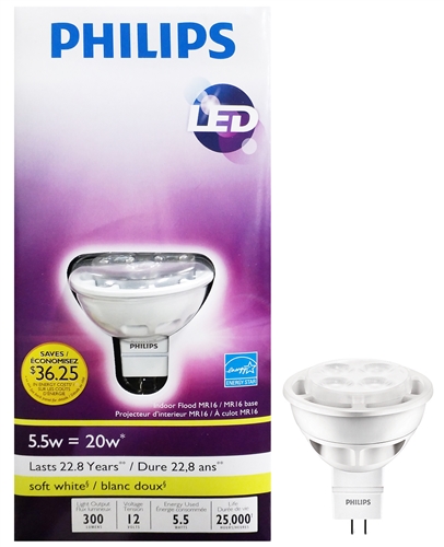 Philips LED 5.5W  MR16 Soft White Bulb