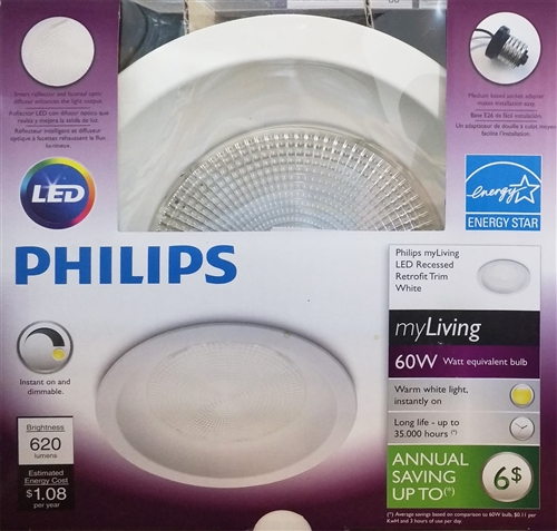 PHILIPS myLiving LED Recessed Retrofit 6in Downlight, White
