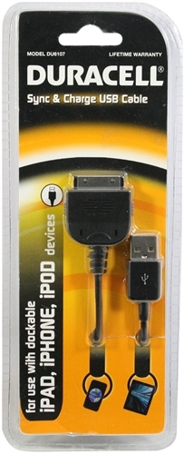 Duracell Sync & Charge Cable for use with iPod, iPhone, iPad