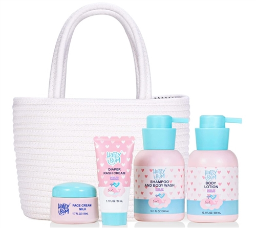 HAPPY BUM Baby Bath  Gift Set for Girl or Boy, 5 Pcs