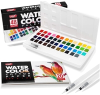 Paint Mark Watercolor Palette Set, 48 Colors & 2 Blending Brush Pens