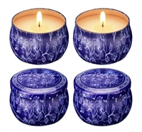 Citronella Scented Soy Wax Candle Gift Set (Blue&White)), 4 x 4.4 Oz