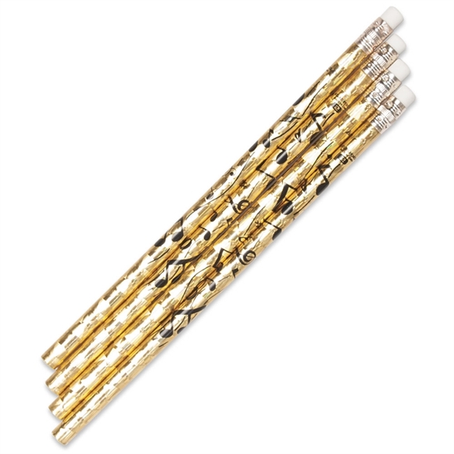 Metallic Gold Music Notes Pencil