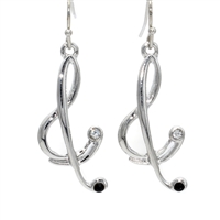 Silver Plated-Stylised Treble Clef Earrings