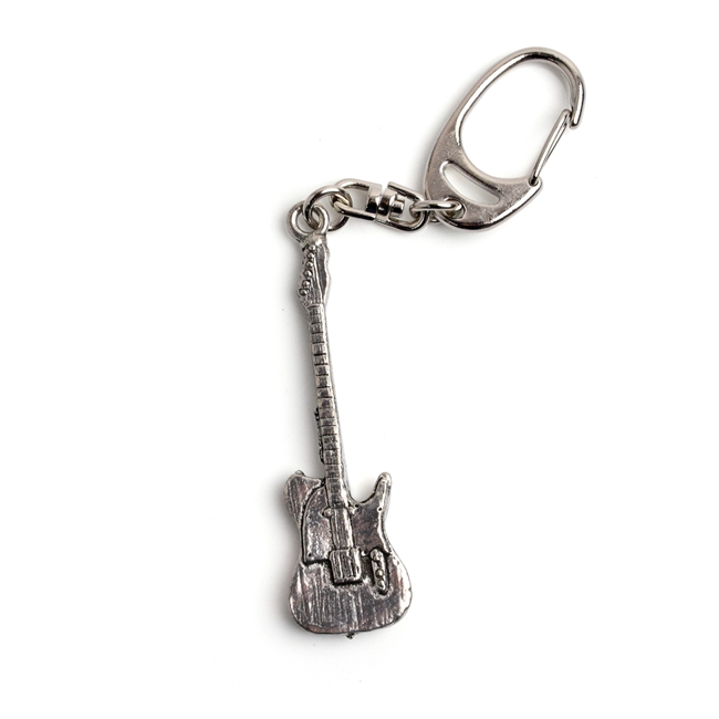 Telecaster Guitar Pewter Keychain