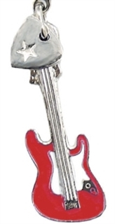 Red Electric Stratocaster Guitar Charm/Zipper Pull