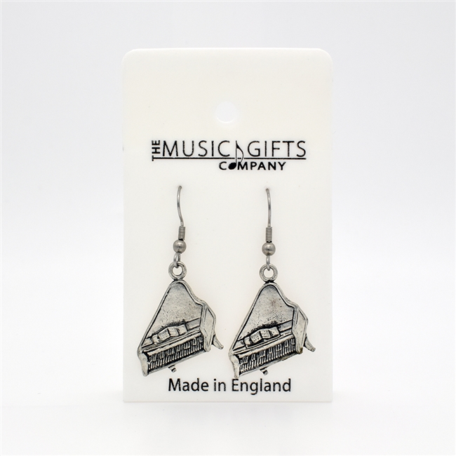 Grand Piano Pewter Earrings