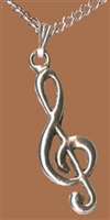 Treble Clef Pewter Necklace