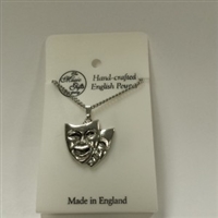 Theatrical Masks Pewter Necklace