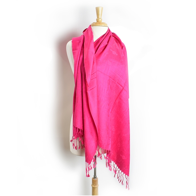 Pashmina Scarf- Hot Pink with Treble Clef