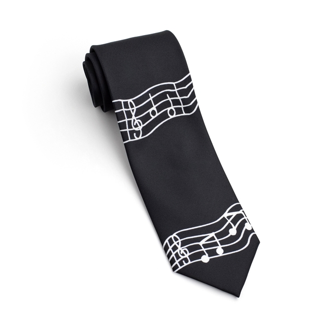Tie-Wavy Notes Black Tie