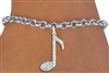 Crystal Eighth Note on Silver Chain Bracelet