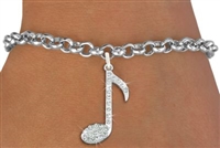 Crystal Eighth Note on Silver Chain Bracelet