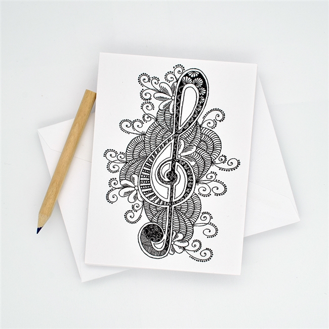 Coloring Treble Clef Notecards with Pencil