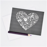 Heart With Instruments Coloring Note Card