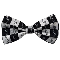 Black and White G-Clefs Bow Tie
