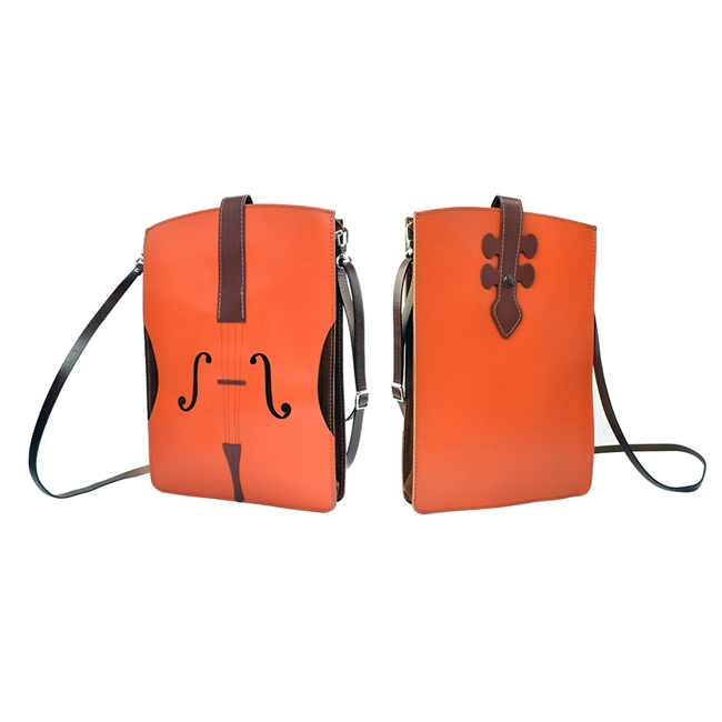 Leather and Suede Violin Cross-Body Handbag