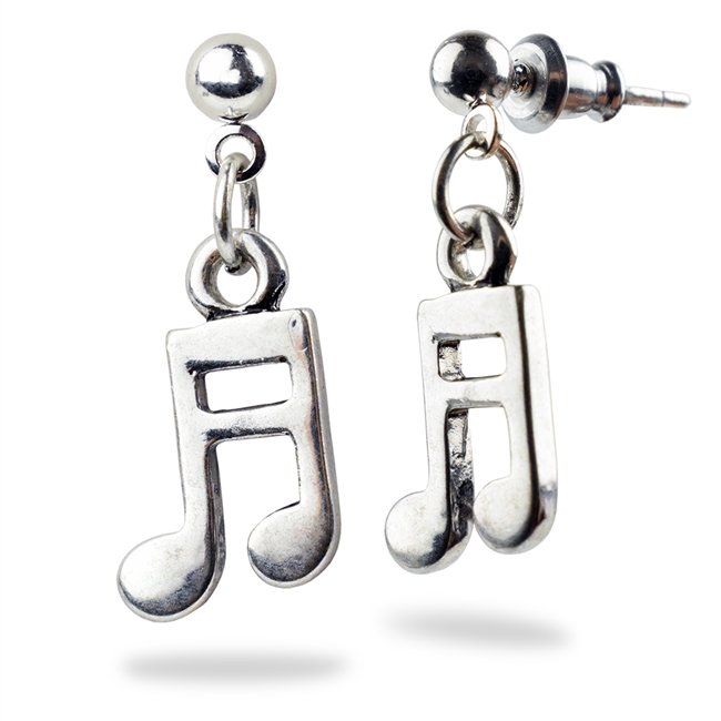 Silver Double Eighth Note Earrings