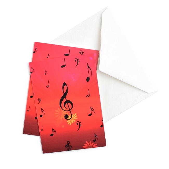 Music Notes with Flowers Boxed Notecards