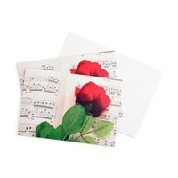 Rose and Sheet Music Boxed Notecards