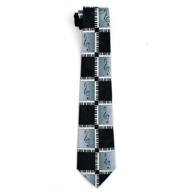 Handmade Tie - Treble Clef and Keys