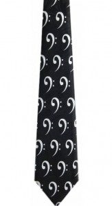 Handmade Tie - Bass Clef in Black