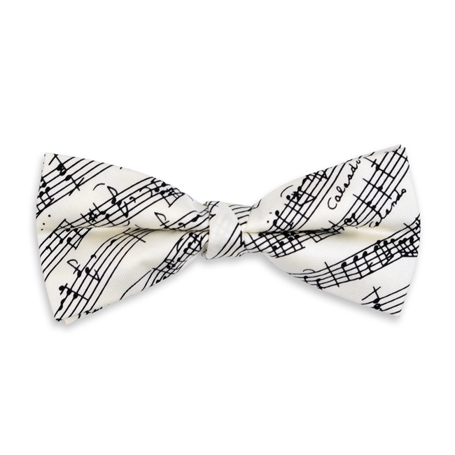 White Mozart Silk Bow Tie-Made in England