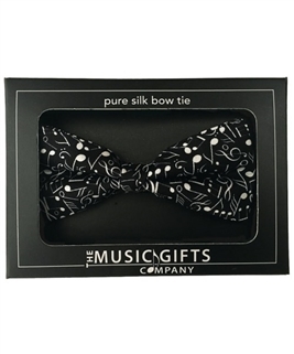 Bow Tie- Silk- Black and White Music Notes