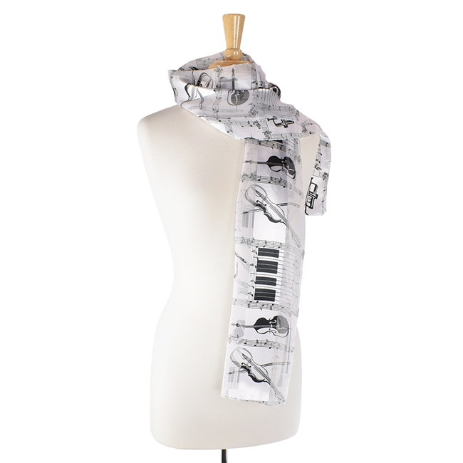 White Instrument Polyester Scarf