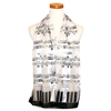Black and White Musical Staff Satin Scarf
