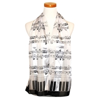 Black and White Musical Staff Satin Scarf