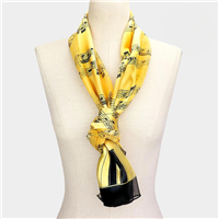 Black and Gold Musical Staff Satin Scarf