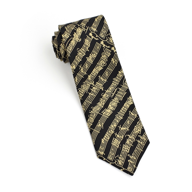 Mozart Black & Cream Silk Neck Tie