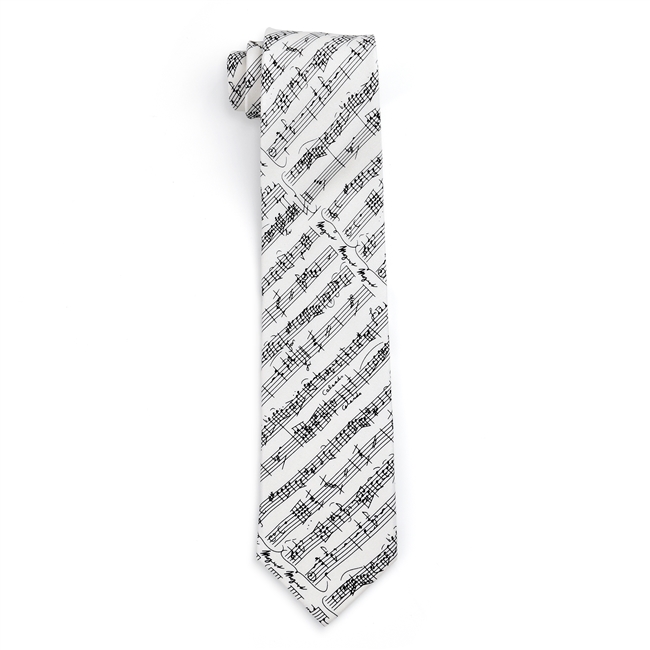 Mozart Silk White & Black Tie