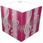 Pink Striped Music Note Cube