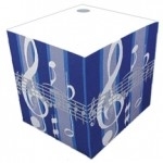 Blue Striped Music Note Cube