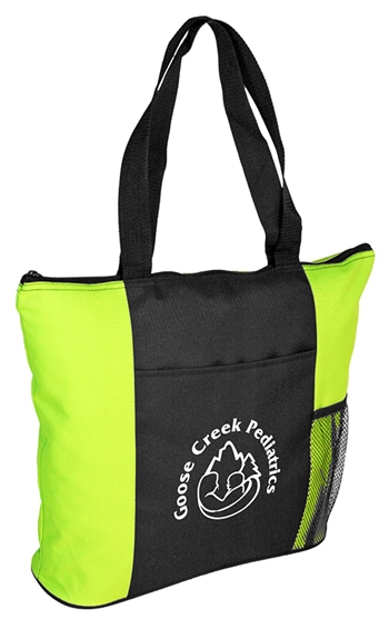 B3069 - The All Purpose Zippered Tote With Front Pocket and Side Mesh Pocket