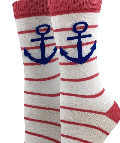 SOCK PINK NAUTICAL