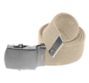44" Military Style Web Belt with Silver Buckle- Khaki