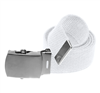 44" Military Style Web Belt with Silver Buckle- White
