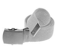 44" Military Style Web Belt with Silver Buckle- Grey