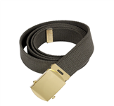 44" Military Style Web Belt with Gold Buckle- Olive