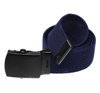 44" Military Style Web Belt with Black Buckle- Navy