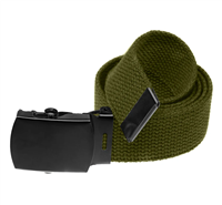 44" Military Style Web Belt with Black Buckle- Olive