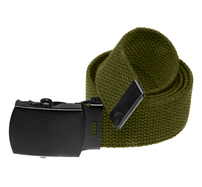 44" Military Style Web Belt with Black Buckle- Olive