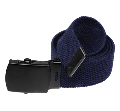 54" Military Style Web Belt with Black Buckle- Navy