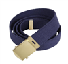 54" Military Style Web Belt with Gold Buckle- Navy