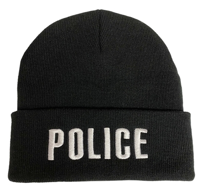 EMBROIDERED POLICE KNIT CUFF CAP